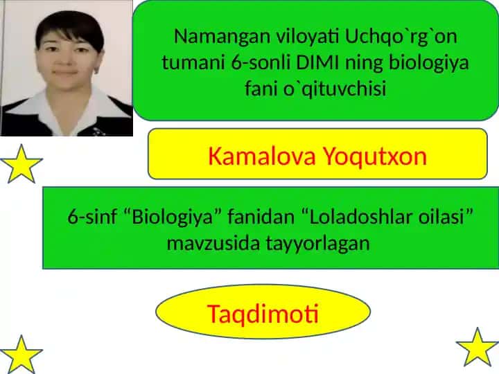 "Loladoshlar oilasi taqdimoti"