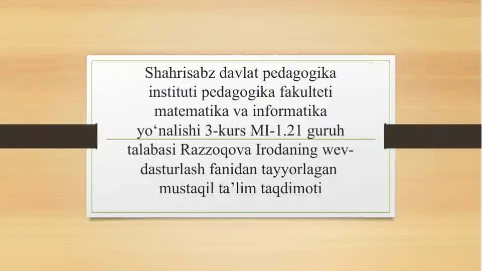 Gipermatnlik markerlashtili (HTML), web dasturlash