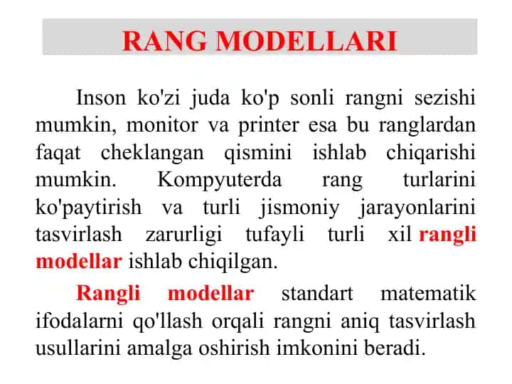 Rang modellari