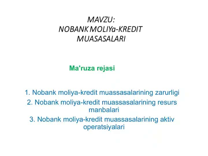 Nobank moliya-kredit muassasalari