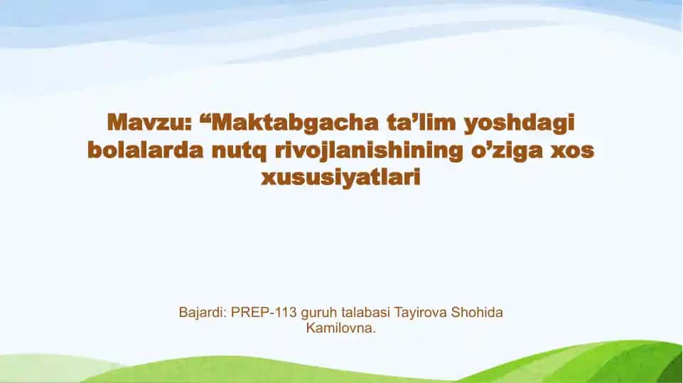 Maktabgacha ta'lim yoshdagi bolalar dasturiy materiallari