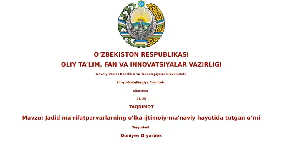 Jadid ma'rifatparvarlarning o'lka ijtimoiy-ma'naviy hayotida tutgan o'rni