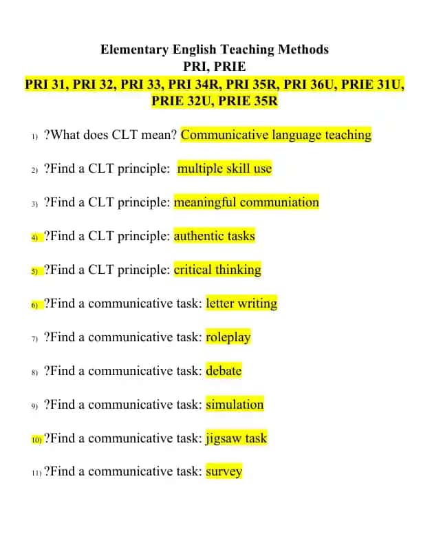 Elementary English Teaching Methods