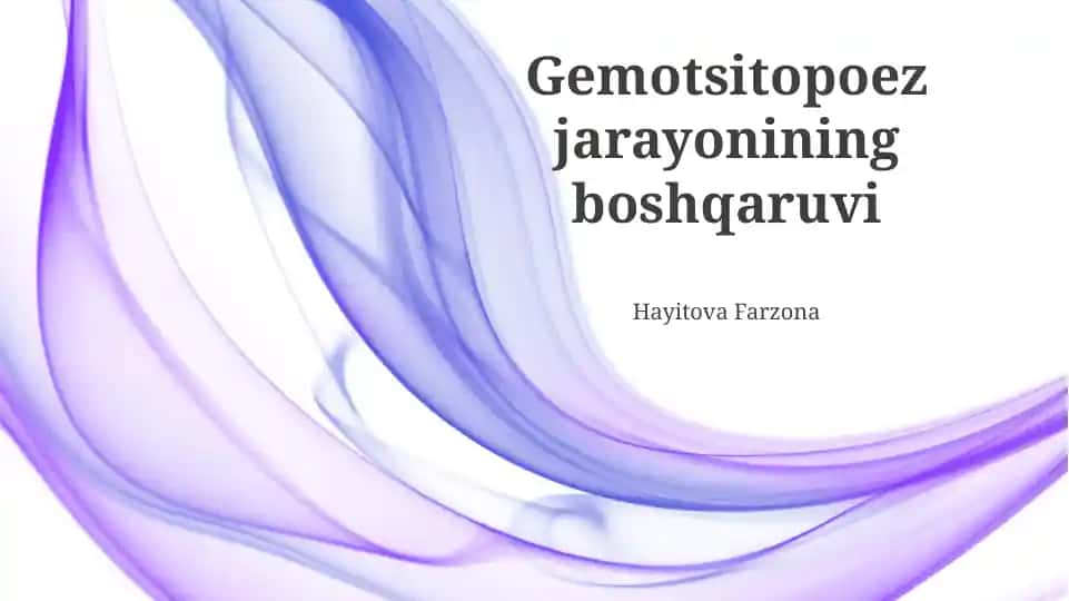 Gemotsitopoez jarayonining boshqaruvi