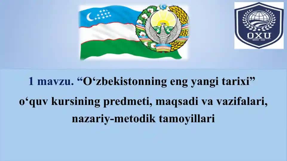 “O‘zbekistonning eng yangi tarixi” o‘quv kursi