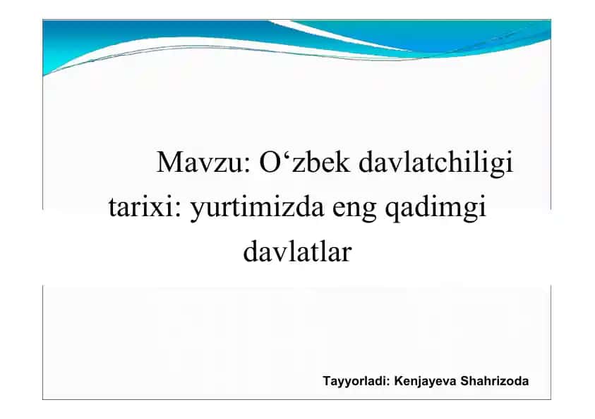 O`zbek davlatchiligi tarixi
