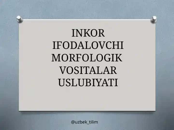Inkor Ifodalovchi Morfologik Vositalar Uslubiyati