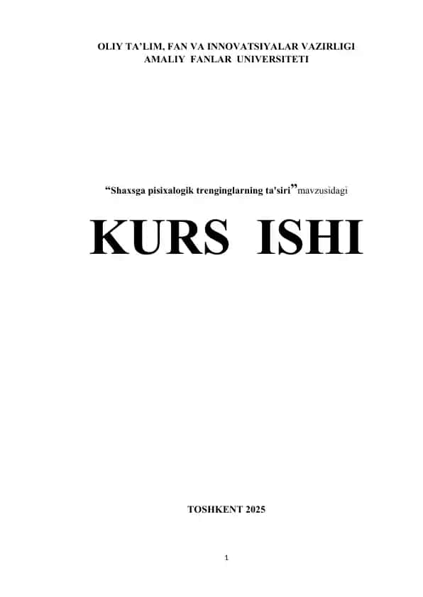 "Shaxsga pisixalogik trenginglarning ta'siri"