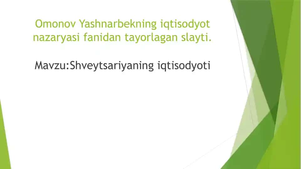 Shveytsariya Iqtisodiyoti slayti