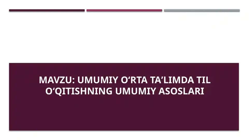 Umumiy oʻrta taʼlimda til oʻqitishning umumiy asoslari