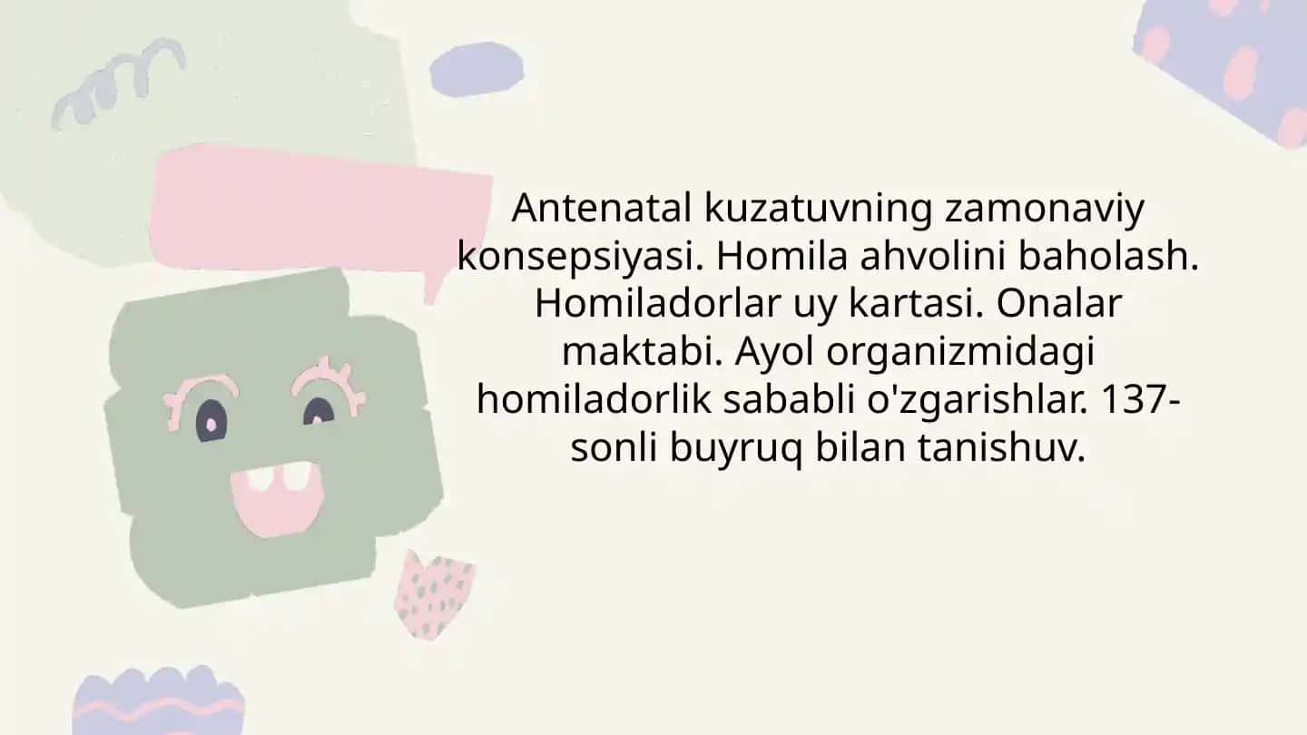 Antenatal kuzatuvning zamonaviy konsepsiyasi