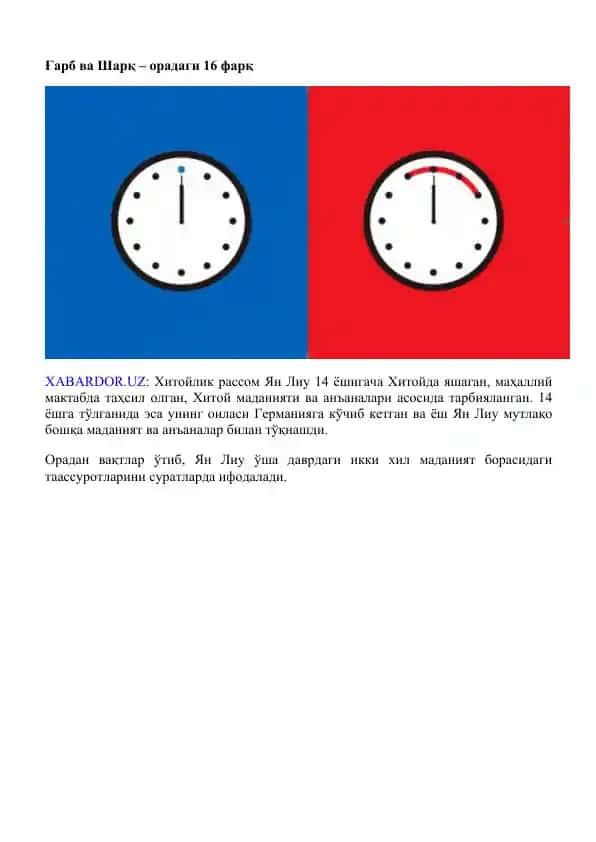 Ғарб ва Шарқ – орадаги 16 фарқ