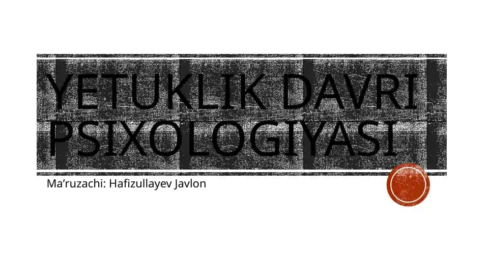 Yetuklik Davri Psixologiyasi
