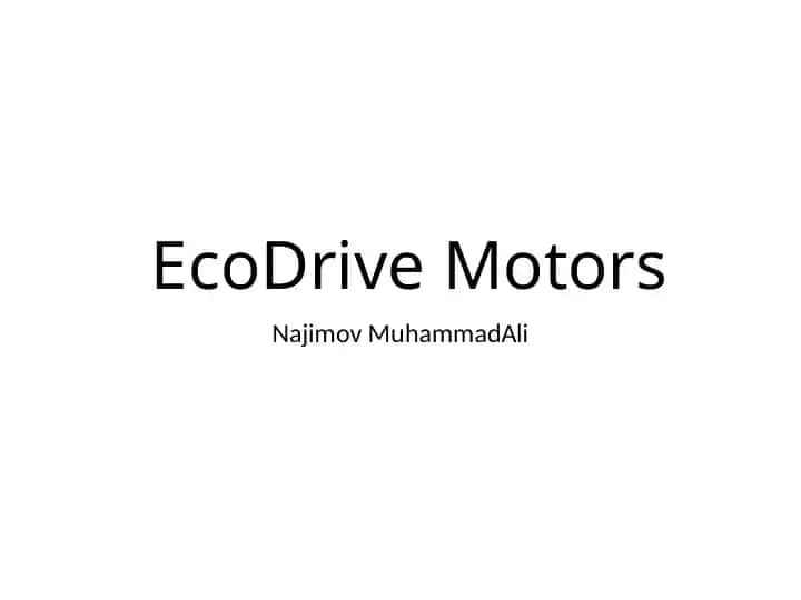 EcoDrive Motors biznes rejasi