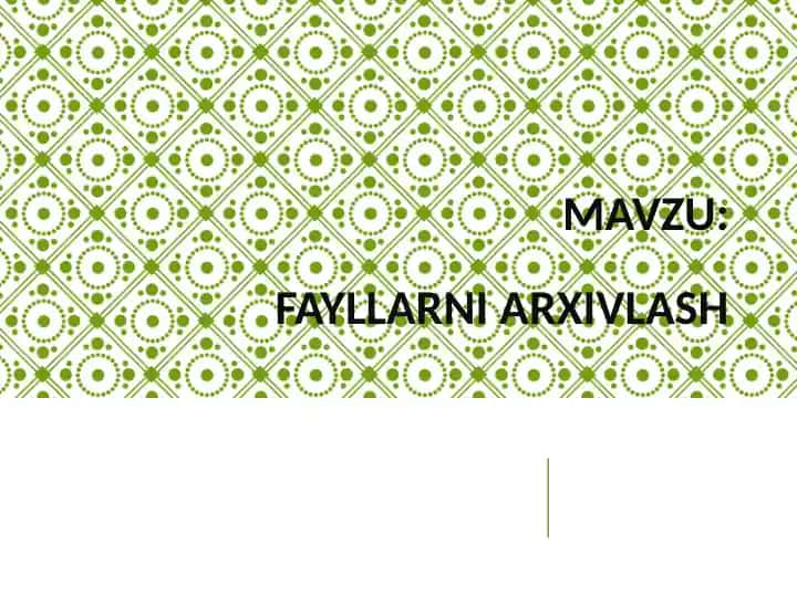 Fayllarni arxivlash rar, zip, 7zip