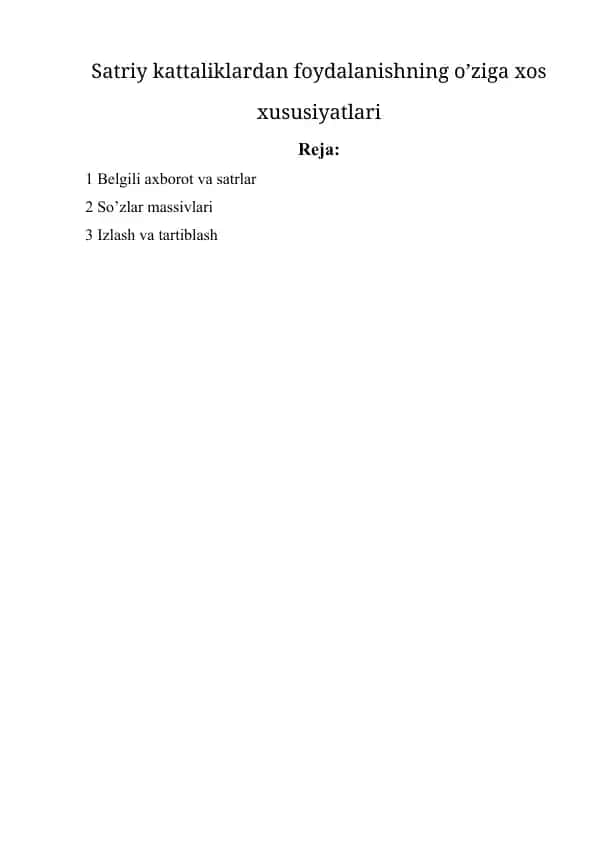 Belgili axborot va satrlar