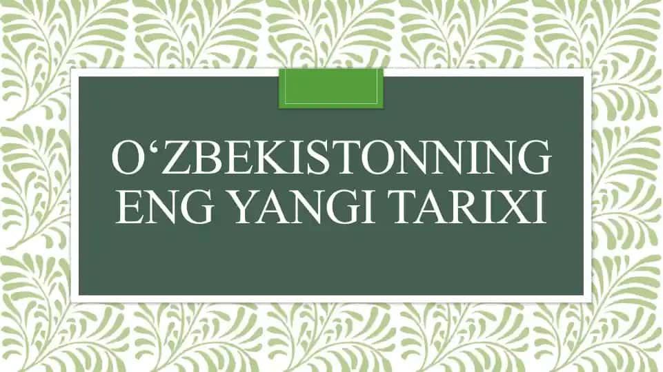 O‘zbekistonning eng yangi tarixi