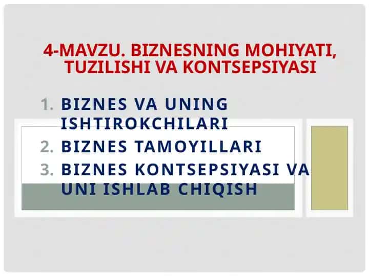Biznes va uning ishtirokchilari