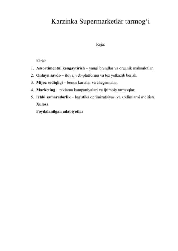Karzinka Supermarketlar tarmog‘i