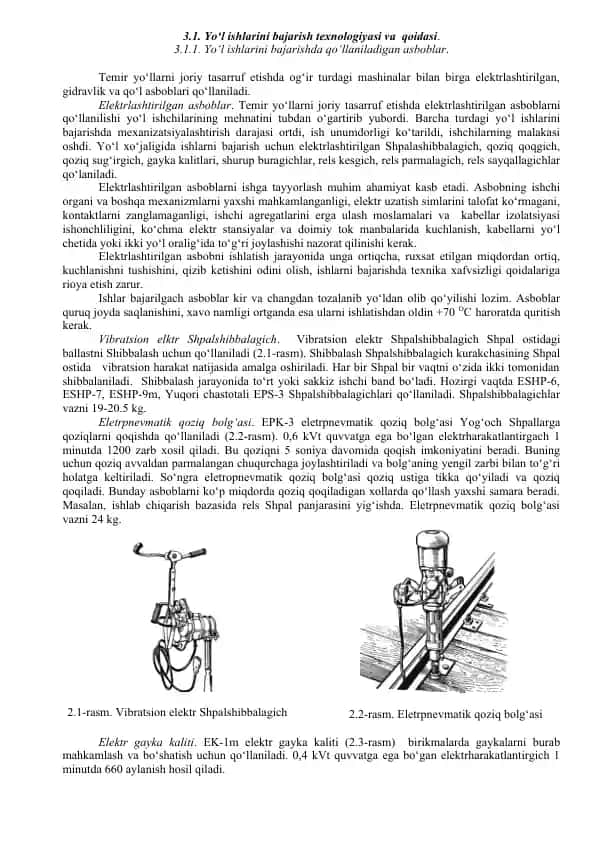 Yo‘l ishlarini bajarish texnologiyasi va qoidasi