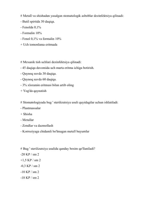 Stomatologik asboblar dezinfektsiyasi