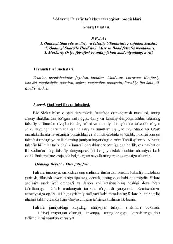 Qadimgi Sharq falsafasi