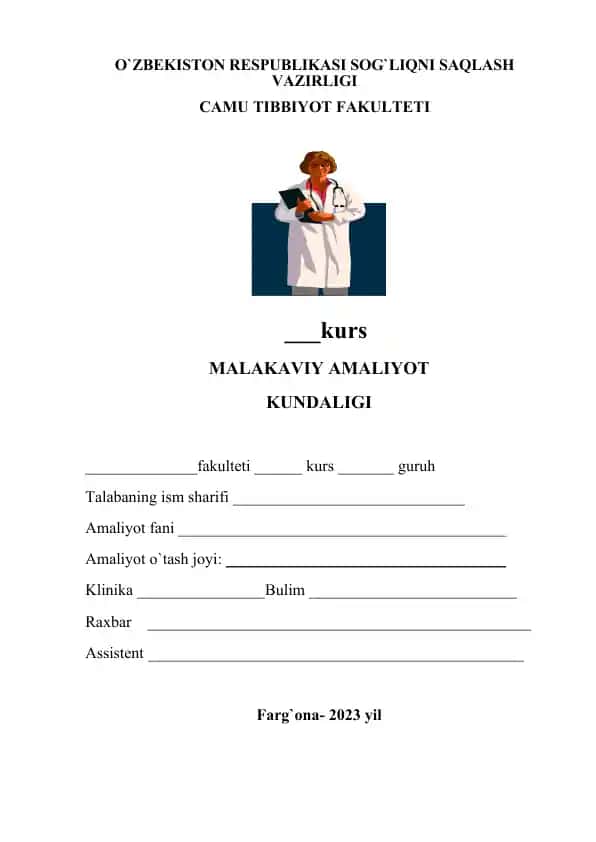 Malakaviy Amaliyot Kunlik Ishlar Xisoboti