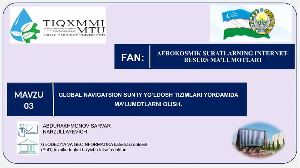 AEROKOSMIK SURATLARNING INTERNET-RESURS MA’LUMOTLARI