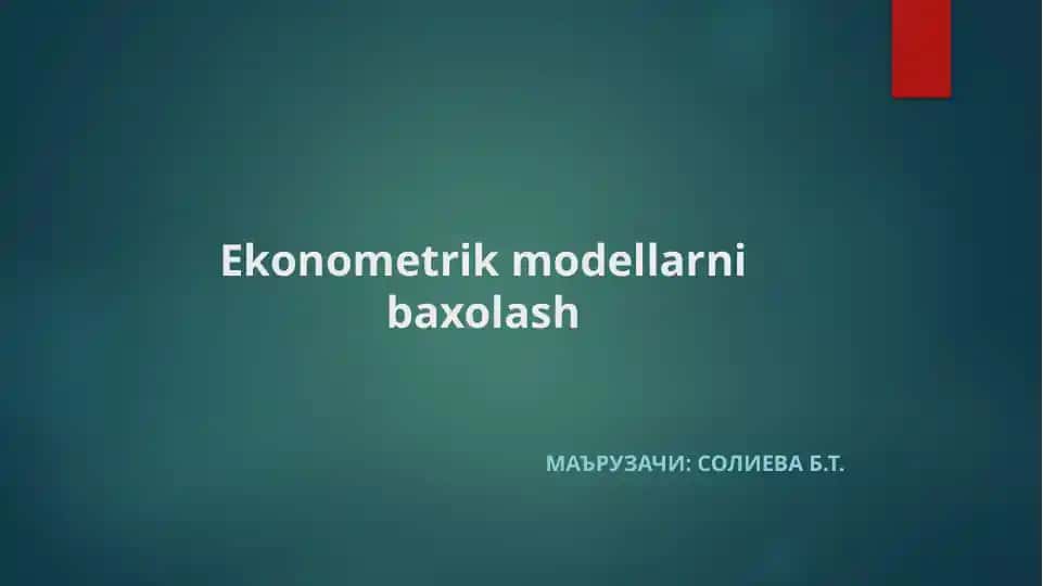 Ekonometrik modellarni baxlash