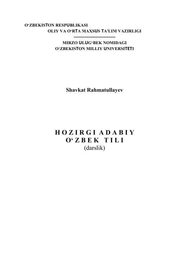 "Hozirgi adabiy o‘zbek tili" darsligi
