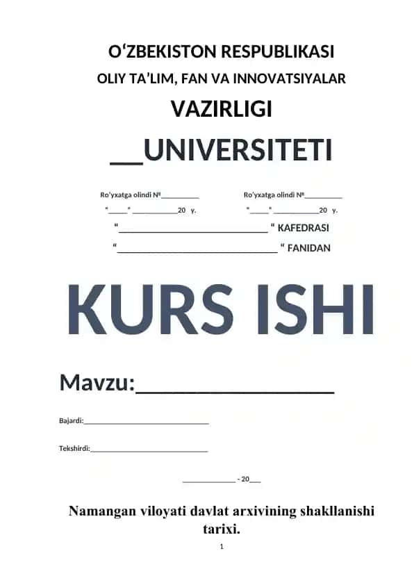 Namangan viloyati davlat arxivlarining shakillanishi