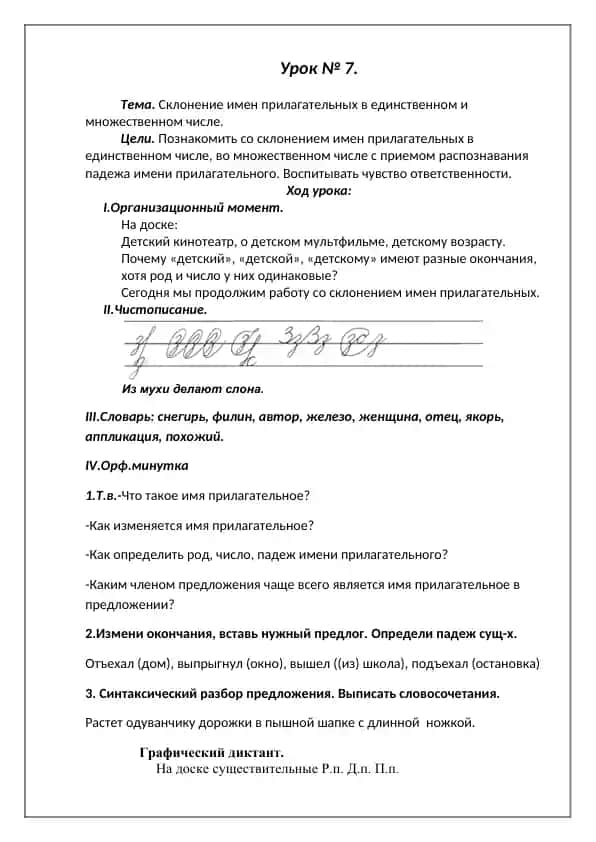 Sklonenie imen prilagatelnykh v edinstvennom i mnozhestvennom chisle
