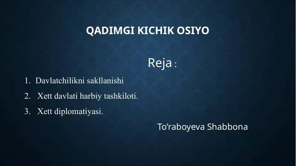 QADIMGI KICHIK OSIYO
