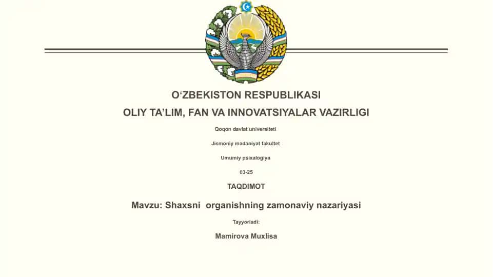Shaxsni organishning zamonaviy nazariyasi