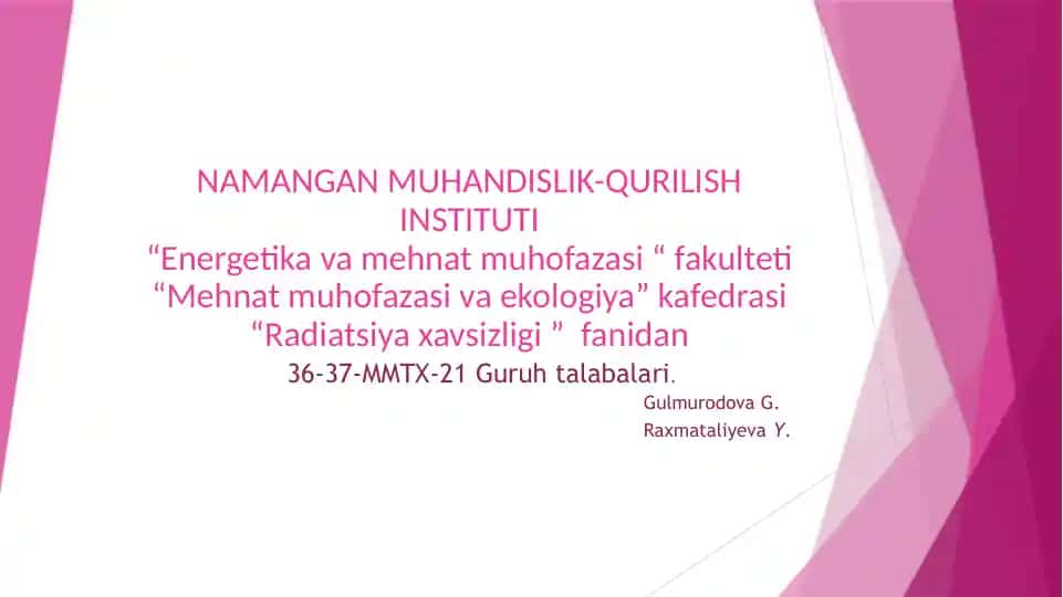 Radiatsiyaviy xossalar moddalar bilan ishlovchilarga tibbiy ko’rik tashkil etish