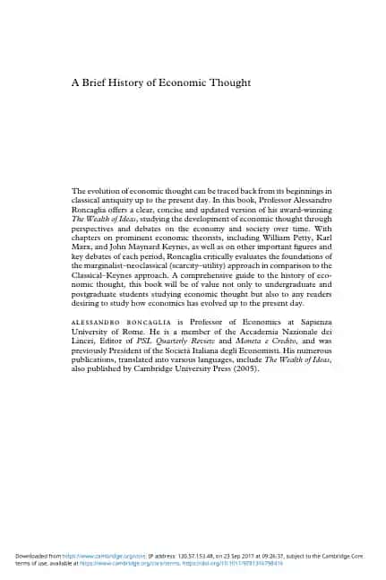A Brief History of Economic Thought