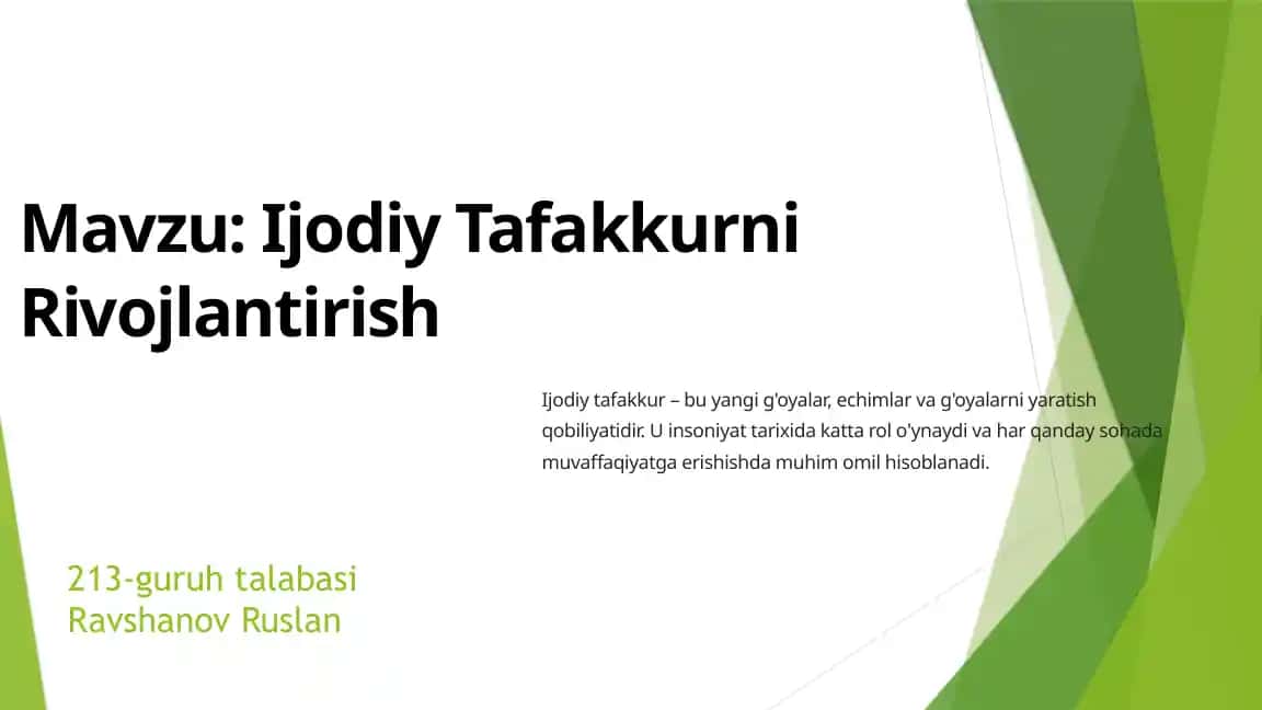 Ijodiy Tafakkurni Rivojlantirish
