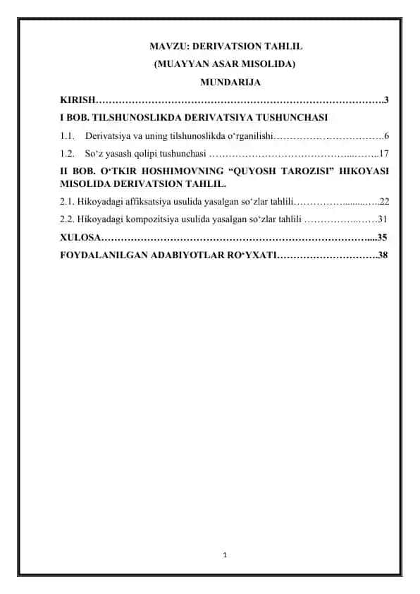DERIVATSION TAHLIL
