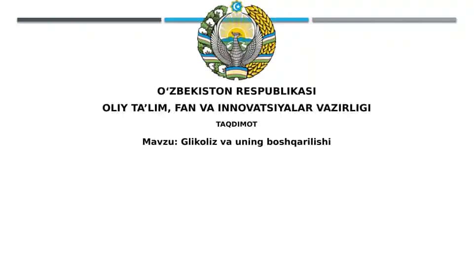 Glikolizvauningboshqarilishi