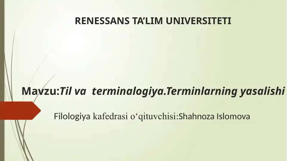 Til va terminologiya. Terminlarning yasalishi