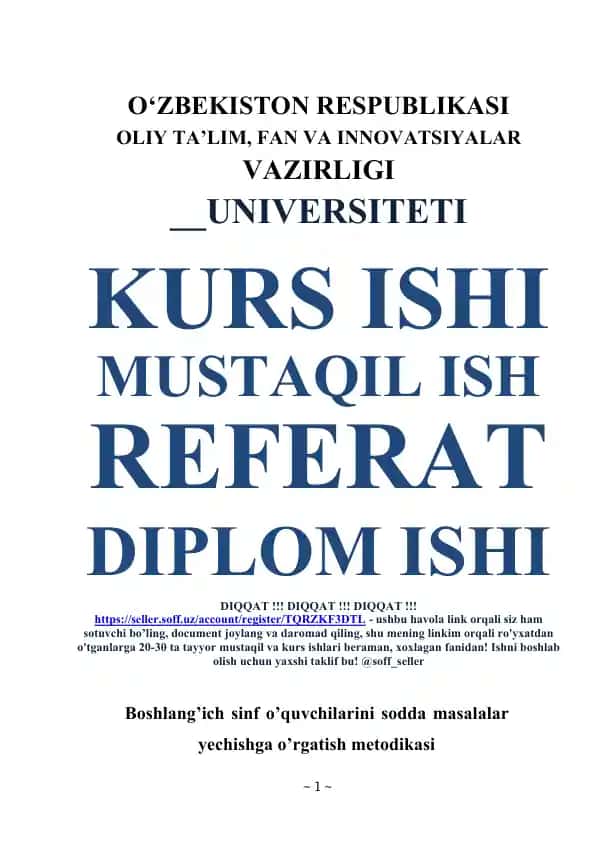 Boshlang’ich sinf o’quvchilarini sodda masalalar yechishga o’rgatish metodikasi