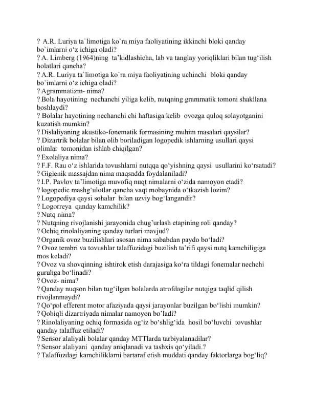 Logopediya fanining asosiy tushunchalari