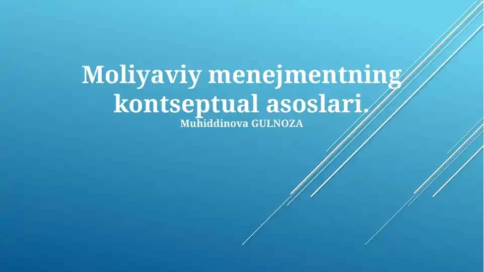 Moliyaviy menejmentning kontseptual asoslari