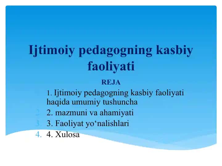 Ijtimoiy pedagogning kasbiy faoliyati