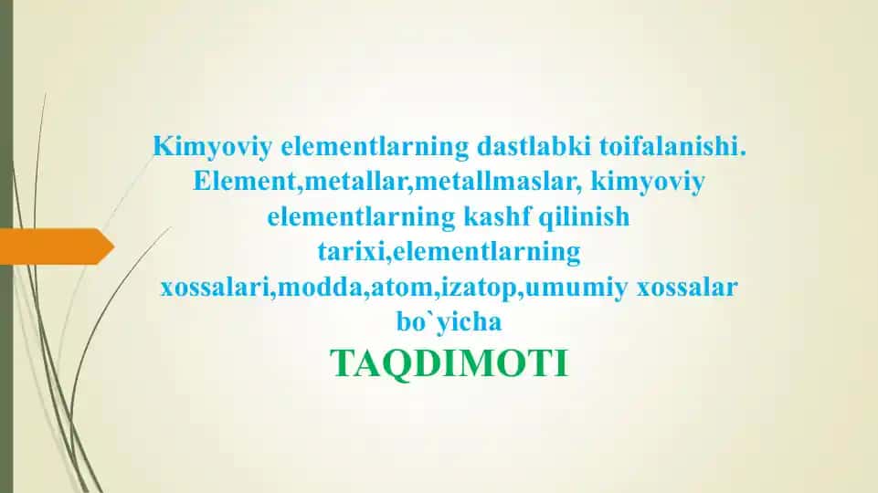 Kimyoviy elementlarning dastlabki toifalanishi
