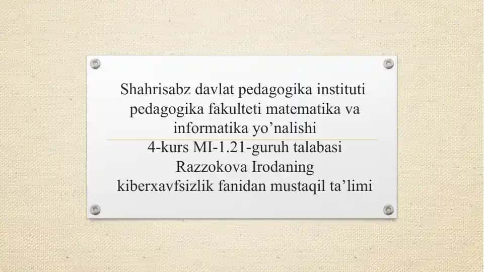 Kompyuter viruslari va virusdan himoyalanish usullari