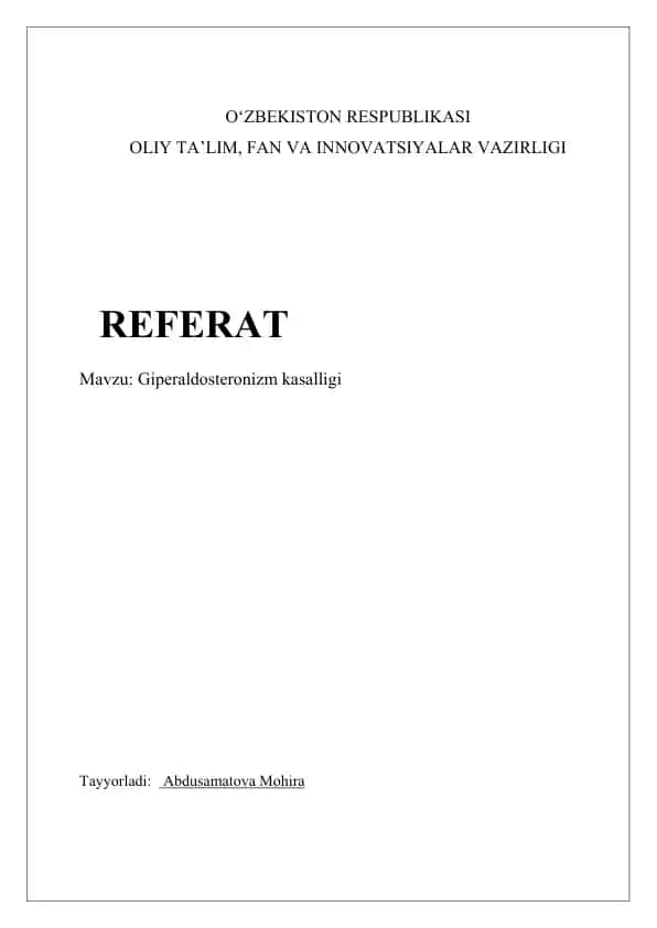 Giperaldosteronizm kasalligi