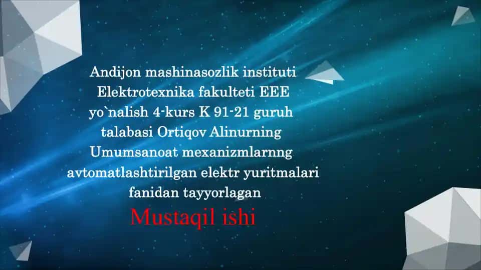 Kran harakatlanish mexanizmlarining elektr yuritmalari