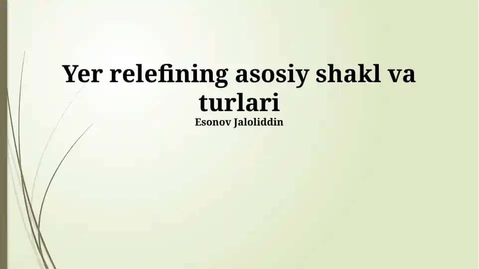 Yer relefining asosiy shakl va turlari