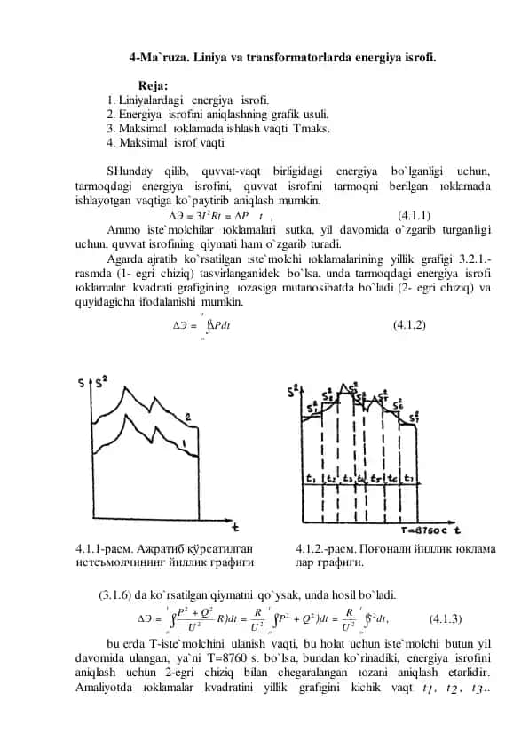 Energia isrofi liniya va transformatordan